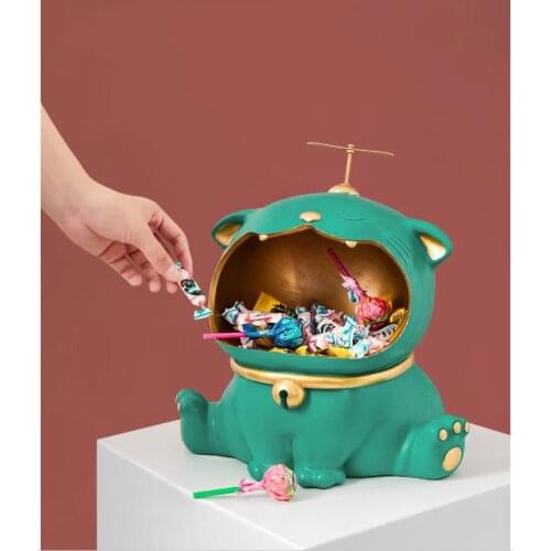 European Luxury Lucky Cat Key Candy Storage Box Accessories Art Home Livingroom Desktop Figurines Crafts Coffee Table Decoration