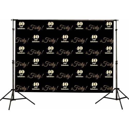 Photo Studio Backdrop 40 Year Old Birthday Party Banner Photographic Background 40th Black Goden Photoboth Photophone Poster