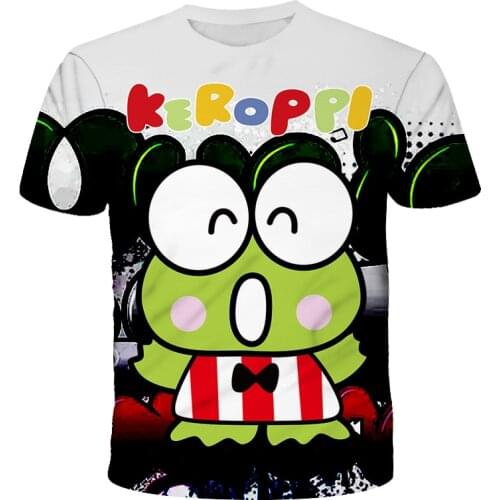 New Summer Cartoon Frog With Simple Strokes T Shirt Kids Casual Fashion Cool Boy Girl T-Shirt Baby Tops Comfortable Short Sleeve