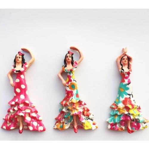 Spanish creative travel souvenir flamenco dancer magnet refrigerator stickers