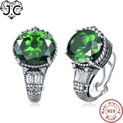 J.C For Girlfriend Brilliant Round Cut Ruby & Emerald Topaz Delicate Earrings Solid 925 Sterling Silver Earring Fine Jewelry