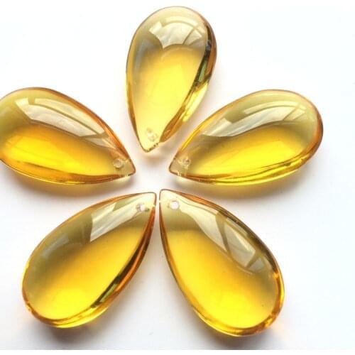 Beautiful (50pcs)38mm Gold crystal chandelier water drop oval pendants Crystal Lighting Prisms part Curtain accessories decor