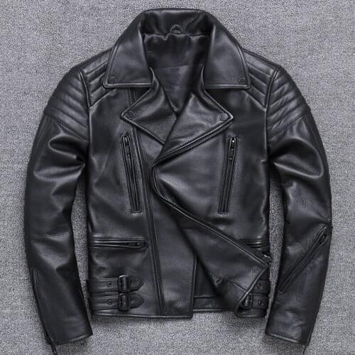DHL Free Shipping Large Size Mens Jacket Super Quality Genuine Cowhide Leather Jacket Designer Slim Classic Vintage Rider Coats