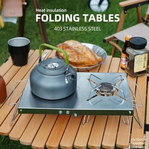 Multiuse BBQ Mini Insulated Table Stainless Steel Foldable Stove Table Protable Outdoor Camping Folding Desk Stove Accessories