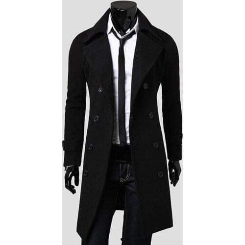 Fashion Coat Men Wool Coat Winter Warm Solid Long Trench Jacket Breasted Business Casual Overcoat Parka пальто мужское