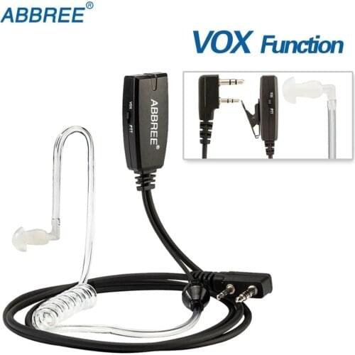 Abbree VOX 2 Pin Air Acoustic Tube Earpiece Headset For Kenwood Baofeng UV-5R UV-82 BF-888S TYT Wouxun Abbree Walkie Talkie
