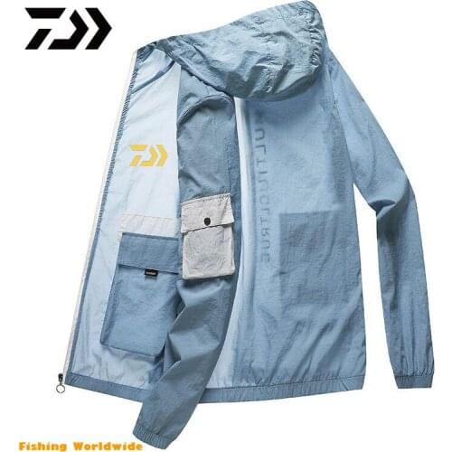 New DAIWA Fishing Clothing Long Sleeve Summer Quick-Drying Clothes Breathable Anti-UV Sun Protection TShirt Hooded Fishing