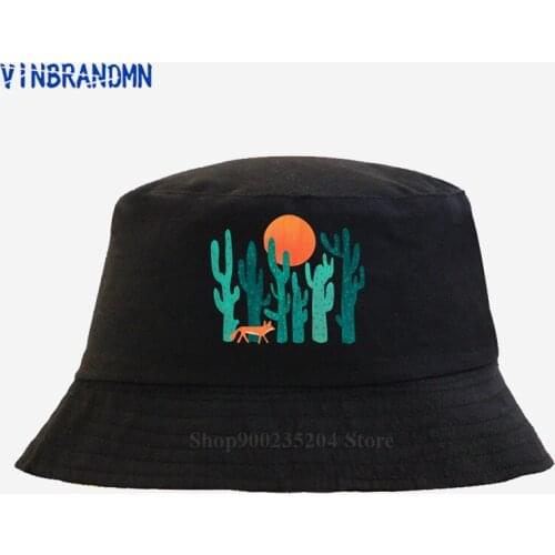 New summer Fashion 2021 Hot Selling high quality Bucket cap fox in cactus forest Brand summer cool Fishing hat Fashion mesh hats