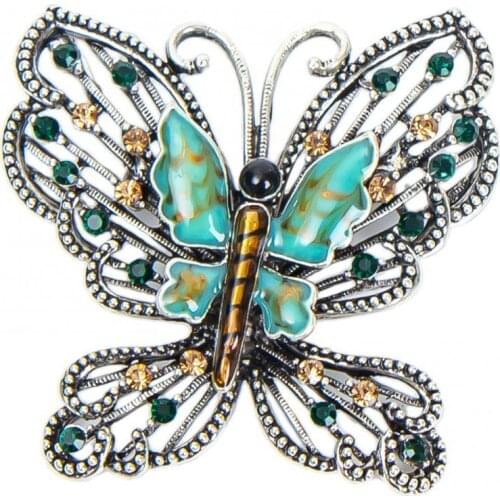 Dropshipping Luxury Multicolor Rhinestone Shiny Butterfly Shape Brooch Pin Clothes Accessory