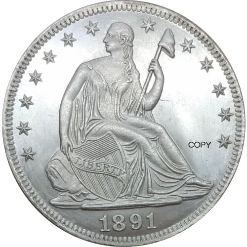 United States Seated Liberty Half Dollars 1891 Motto Above Eagle No Arrows At date Plated Silver Copy Coins
