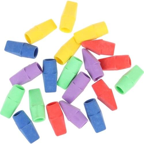 20PC Erasers Pencil Top Eraser Caps Chisel Shape Pencil Eraser Toppers Student Painting Correction Stationery Supplies