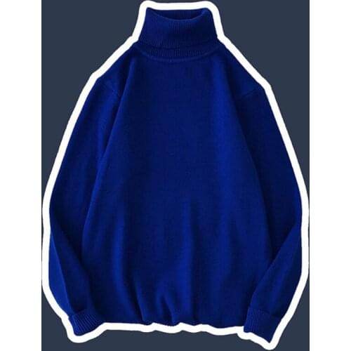 Knitted Sweater Men Harajuku Turtleneck Warm Male Pullovers Casual Slim Solid Unisex Winter Clothes Long Sleeve Pull Homme