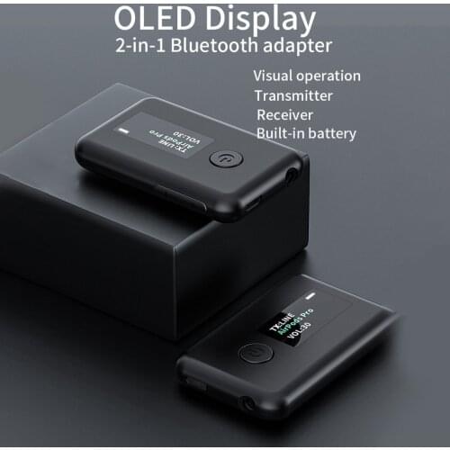 YET-T2 Wireless 5.0 Audio Transmitter Receiver USB Charging With 3.5mm Jack Aux Wireless Adapter OLED HIFI For PC TV