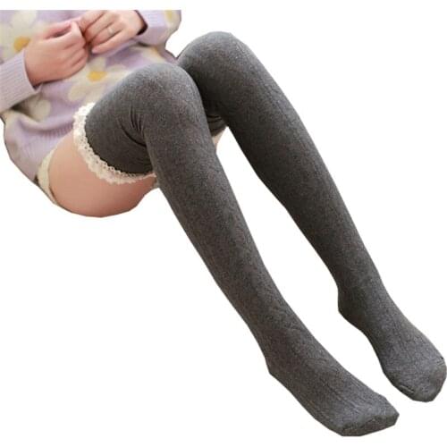 YSDNCHI Knitted Lace Womens Crochet Thigh High Knee Socks Long Girls Stockings Trim Boot Hosiery Cuff Knee-Sockings 1 Pair