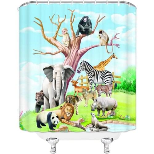 Child Waterproof Shower Curtain with Hooks Cartoon Bathroom Curtains High Quality Bathing Sheer for Home Decorations Bath Screen