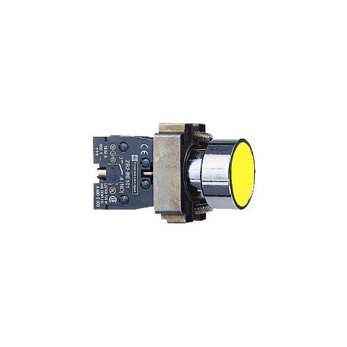 XB2BA51 XB2BA51C = ZB2BZ101C + ZB2BA5C Yellow pushbutton Ø 22 - flush spring return - 1NO