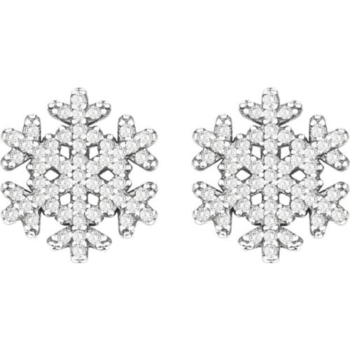 Snowflake Earrings for Women 925 Sterling Silver Cubic Zirconia Stud Earring Wedding Jewelry Trendy Silver 925 Earrings brincos