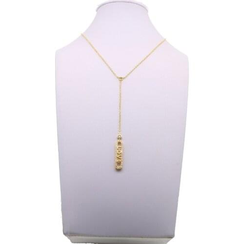 Y lariat necklace with cz station wedding engagement gift gold color AAA cubic zirconia love tag necklaces fashion gorgeous