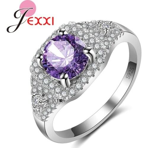 Women Vintage Silver Ring Female Best Gift 925 Stlering Silver Jewelry Geometric Pattern Micro Inlay Full Crystal