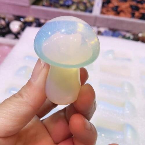 1pcs 50mm Very Beautiful Opal Mushroom Shaped Polished Stone Decor Healing Gift Decorative Quartz Crystals