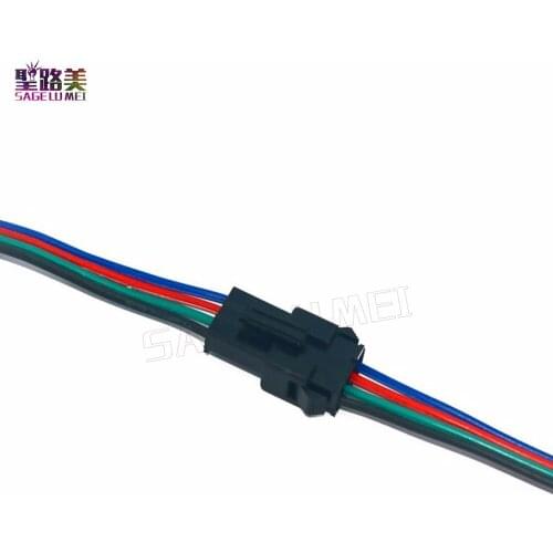10Pair 20 pairs 50pairs 4 Pin JST SM Connector Male to Female 4pin SM Plug Connector Cable for 5050/3528 2801 8806 RGB LED Strip