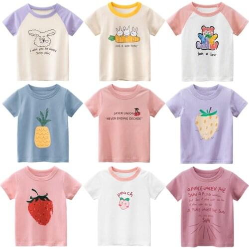 2021 Summer Fashion Baby Cotton Tops Toddler Clothes Short Sleeves Cartoon Cute T-Shirts Childrens Clothing For Girls 2-8Years