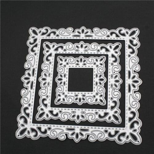 3pcs Pierced Frame Cut Dies Scrapbooking Steel Cutting Dies Stencils Embossing DIY Card Photo Album Template Metal Craft