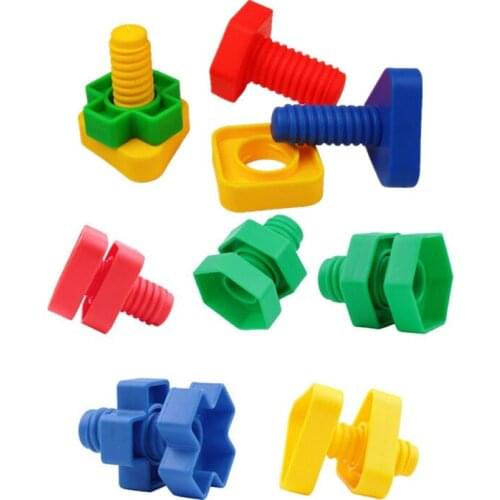 4 Sets Screw Building Blocks Plastic Insert bBlocks Nut Shape Toys For Children Educational Toys Scale Models