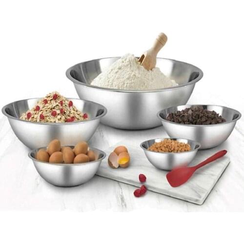 5Pcs Stainless Steel Nesting Mixing Bowls Kitchen Salad Food Storage Container Bow