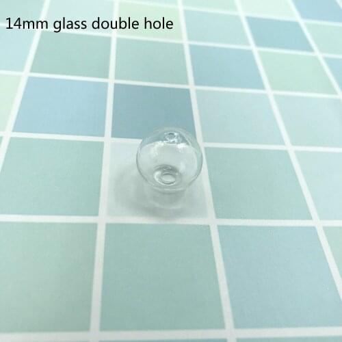 5pcs/lot 14mm empty clear hollow glass ball with double hole round bubble vial glass globe orbs jewelry findings beads decor
