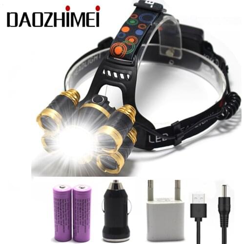 8000 Lumen 5 Led Headlamp T6 USB Powerful Led Headlight Head Lantern 18650 Rechargeable Fishing Hunting Light