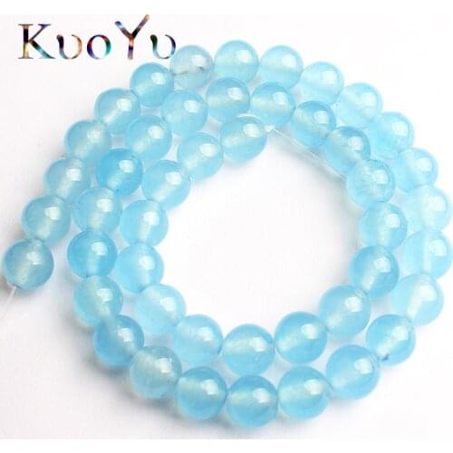 AA Natural Stone Blue Chalcedony Beads Round Loose Stone Bead For DIY Making Bracelet Necklace Jewelry 15'Strand 6/8/10/12mm