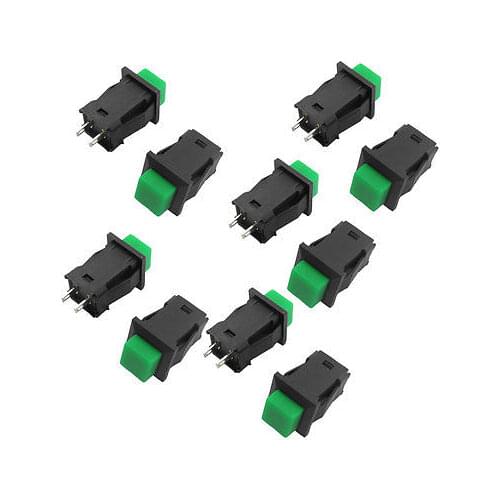 AC 125V/3A 1A/250V Green Square Cap 2 Pin SPST Self Lock Push Button Switch