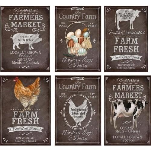 Diamond mosaic Abstract Rooster Pig Diamond Painting 5D diy Farm Letter Art Mosaic Diamond Embroidery Room Decoration Gift