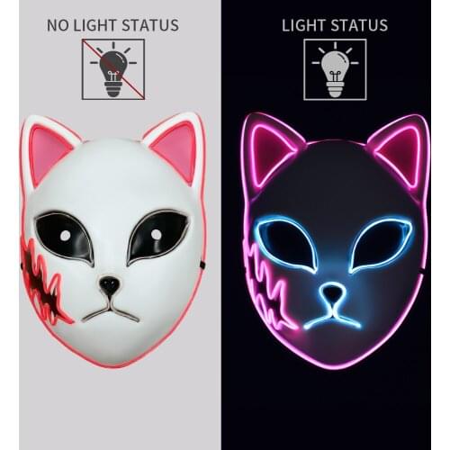 Anime Demon Tanjirou Mask Slayer Makomo LED Fashion Cosplay Props Sabito Mascarilla Halloween Christmas Party Costume Gifts