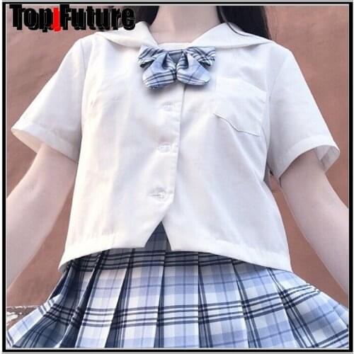 Sapporo white school uniform Japanese department JK uniform basic sailors uniform students middle suit top shirt blouse