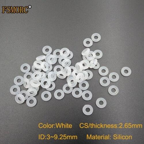 White and red silicon o-rings ID 3 3.6 4 5 5.3 5.8 6 6.7 7.1 7.6 8 8.5 9 9.25mm*2.65mm Thickness Food Grade Seals no poison