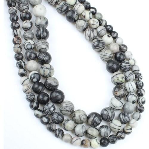 Black Grid Bead 4/6/8/10 Mm Round Loose Beads for Jewelry Making Necklace DIY Bracelets Accessories