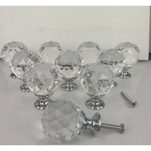 Zinc Alloy Crystal 30/40mm Cabinet Knobs Drawer Dresser Door Pulls Handles Ручка мебельная