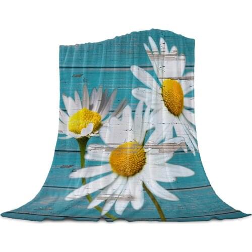 Daisy Flowers Wood Boards Printed Flannel Throw Blanket Quilts Keep Warm Sofa Child Blanket Home Textiles Family Gift