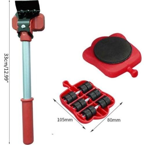 Furniture Mover Tool Set Heavy Stuffs Transport Lifter 4 Wheeled Mover Roller with Wheel Bar Moving Hand Device