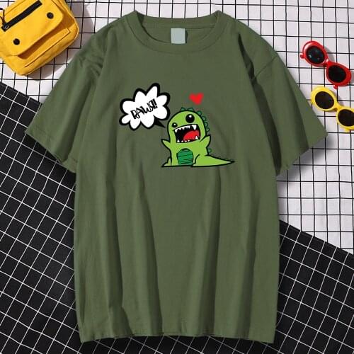Round Neck Male Tee Shirts Short Sleeve Fashion T Shirts Cute Cartoon Animal Crocodile Print Clothing Spring Summer Tshirt Men