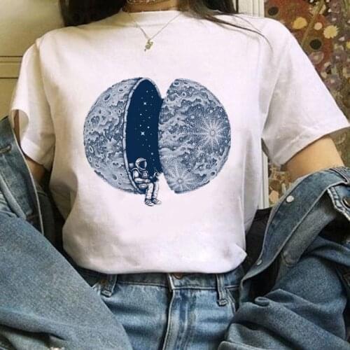 Graphic Tee Cosmic Records Short Sleeve Printing Watercolor Space Summer Funny Tshirt Female Tee Tops Women T-shirt