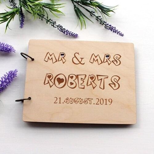 Signature Guest Books,Gift Party Wedding Guest Book Birthday Photo Album Wooden Celebration DIY Creative Wooden guest book