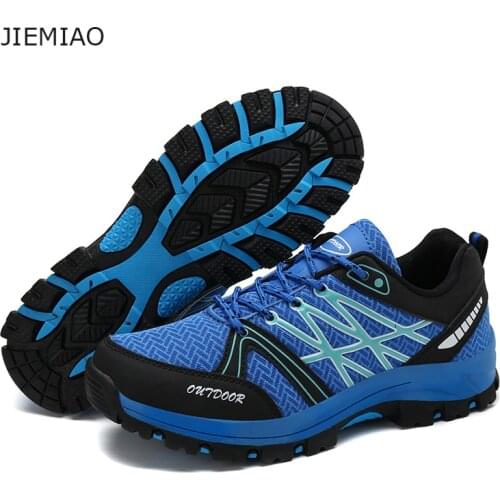 JIEMIAO 2021 High Quality Men Trekking Hiking Shoes Outdoor Breathable Mesh Trail Climbing Boots Non-slip Camping Men Sneakers