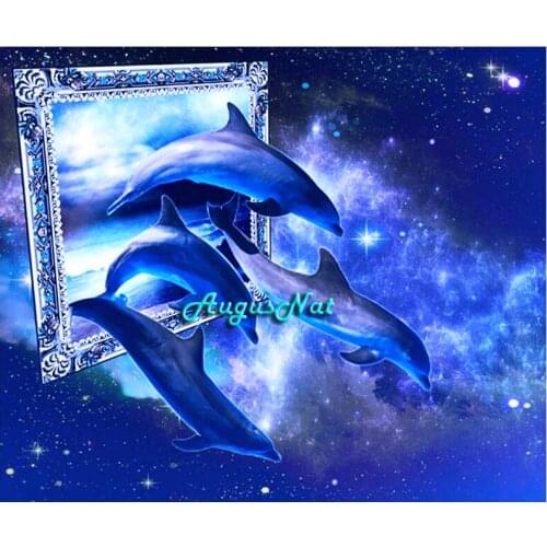 Dolphin diamond painting full drill 3d wall art picture 5d diamond dotz starry sky diamond stickers mosaic pasted crafts gifts