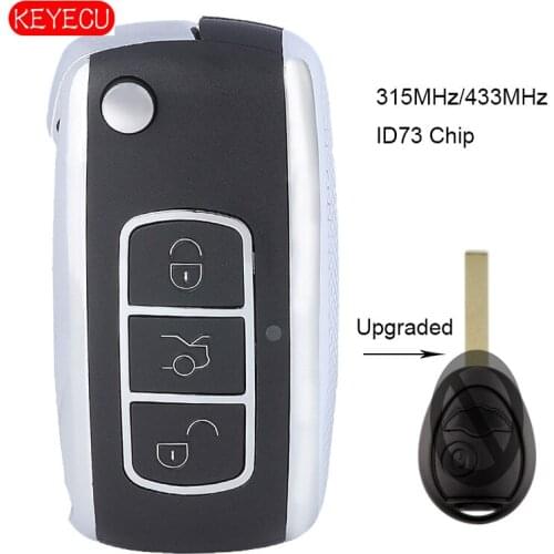 KEYECU Upgraded Flip Remote Key 315MHz/433MHz ID73 Chip for Land Rover Range Rover 2002-2005