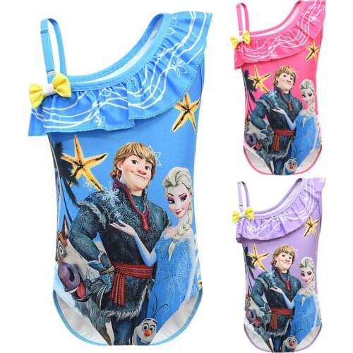 Girls Swimsuit Disney Frozen 2 Anna Cartoon Girls Swimwear Kids Print Children Bathing Suit One Pieces Swim Wear Birthday Gift