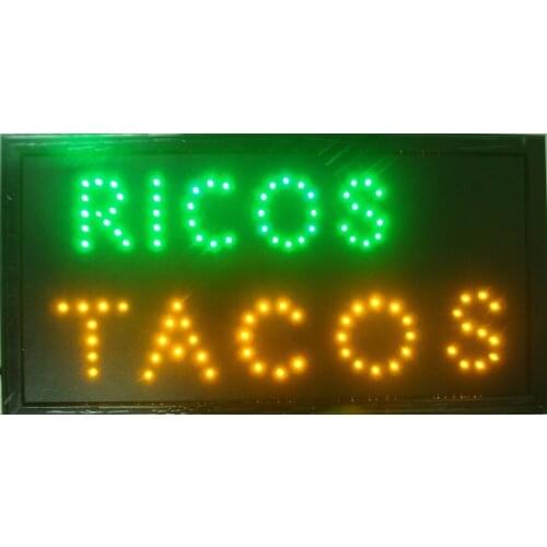 Led- CHENXI hot sale 10X19 inch indoor Ultra Bright ricos tacos/delicious tacos store Neon light sign
