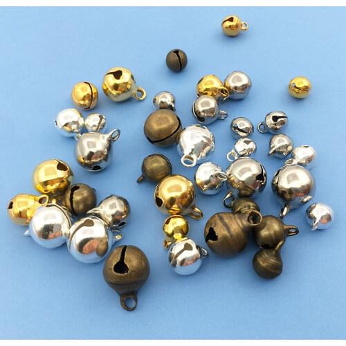 100pcs Jingle Bells 6MM 8MM 10MM Copper Loose Beads Charms Bracelets Pendant Jewelry Decoration Making DIY Crafts Accessories
